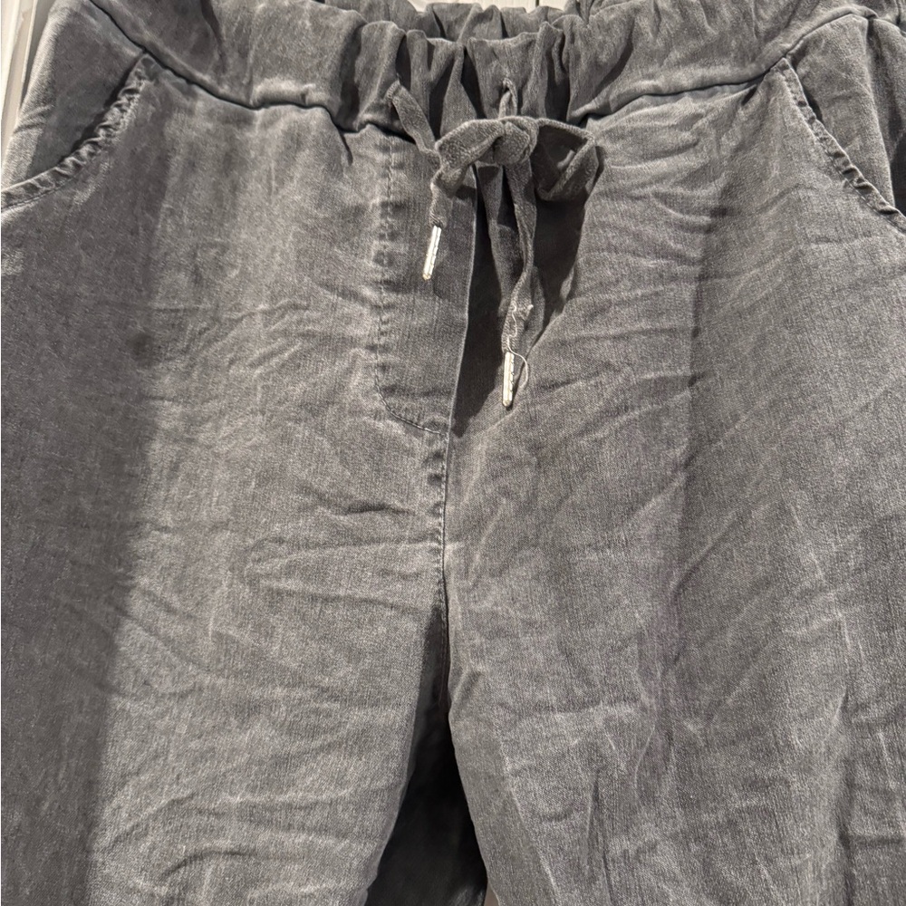 Women’s Gray Casual Drawstring Casual Pants-Italian Brand